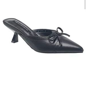 French Connection Black Bow Mules